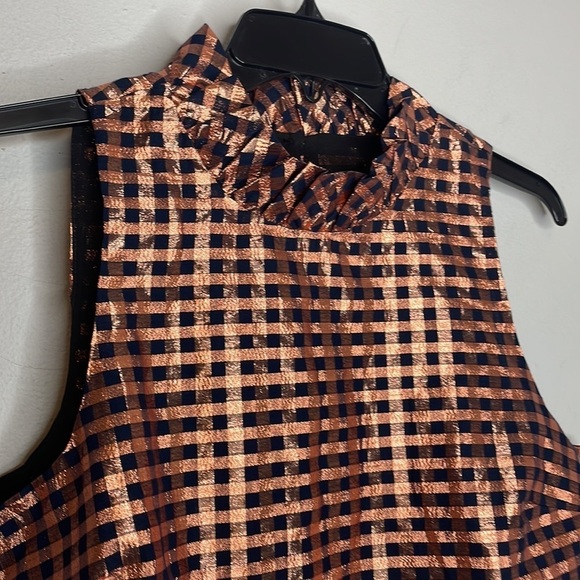 J. Crew | Ruffle Neck‎ Gingham Sleeveless Top Size Small NWT - Picture 3 of 11